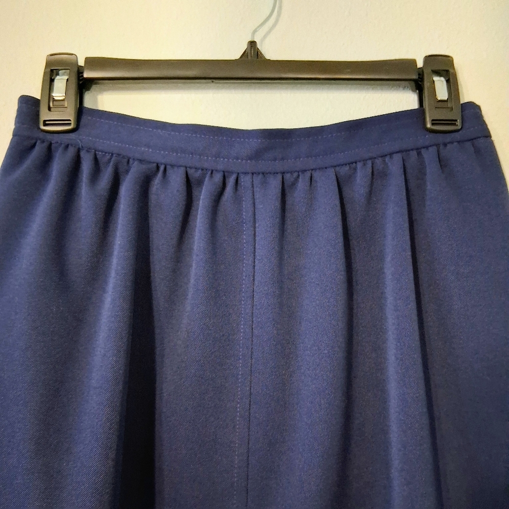Vintage Givenchy Skirt Navy Blue A-line Midi Lined Zipper Button Closure Pockets - Picture 4 of 16